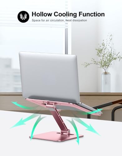 RIWUCT Aluminum Alloy Laptop Stand for Desk, Foldable Laptop Riser Holder - Image 3