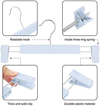 GUANJUNE Clothes Pants Hangers, Space-Saving Skirt Holders with 360 ° Swivel Hooks, Adjustable Clips, Trouser Hangers, Clothes Coat Garment Jeans Hangers (30 Pack, Blue) - Image 2