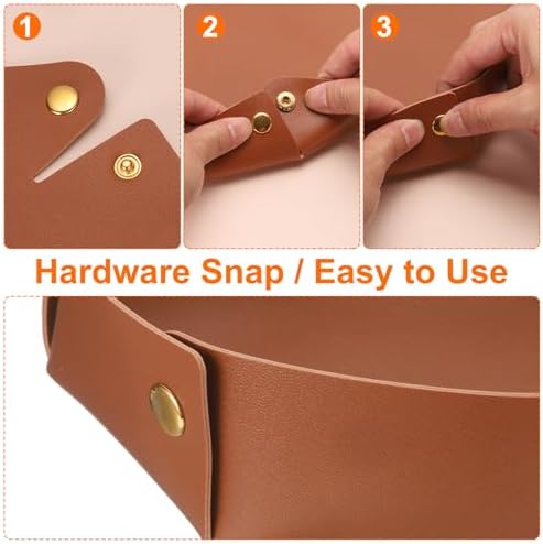 uxcell 2 Pcs Valet Tray for Women and Men, PU Leather Jewelry Tray Entryway Table Bedside Nightstand Catchall Storage Organizer for Jewelry Key Coin Watch Wallet (2 Size, White) - Image 4