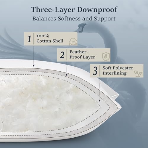 COZSINOOR Goose Down Feather Pillows Queen Size Set of 2 - Image 4