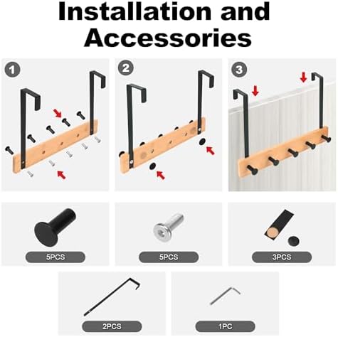 Over The Door Hooks, Door Hanger Hooks for Hanging, Bambooo - Image 7