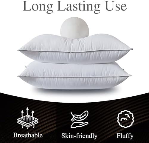 WhatsBedding Goose Down Pillows Set of 2, Queen Size Bed Pillows, 20x30 - Image 3