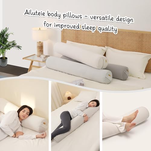Body Pillow for Adults,Long Round Pillow,Big Cylindrical Pillow,Large Full Bolster Pillows for Side Sleepers (Misty White, 39.37"*7.87") - Image 6