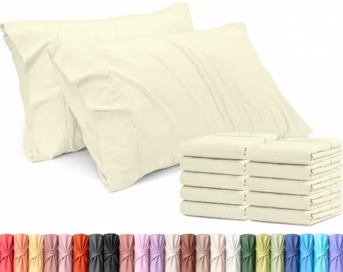Pillow Covers Standard Set of 12, Soft and Comfy Pillow Cases, Ivory by UTOPIABEDDING