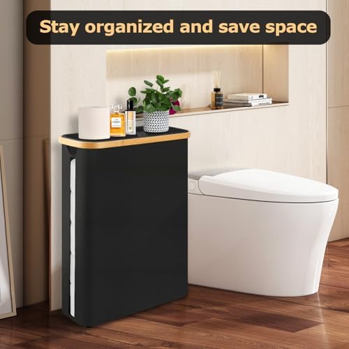 Extra Large Toilet Paper Storage Basket with Lid 49L Slim Toilet Paper Basket Holder Bin Container Organizer for Bathroom Hold up to 20 Regular Rolls or 15 Mega Rolls - Image 6