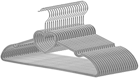 Velvet Hangers 20 Pack,16 Inch Non Slip Adult Heart Hanger (Grey) by JIUXCF