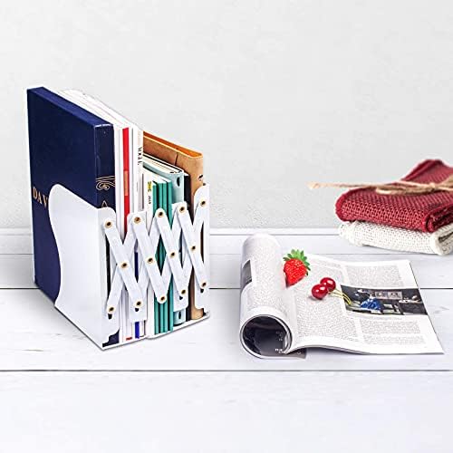 Aobopar Adjustable Metal Book Ends for Shelves White - Image 2