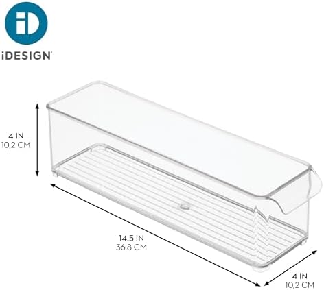 iDesign Stackable Fridge Storage Bin with Handle, Set of 3, Clear - Image 4