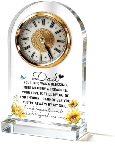 WKYAER Dad Memorial Gift, Clear Acrylic Desk Clock Decor, Sympathy Remembrance Present, Loss of Father Gift for Home Office Shelf Bedroom 4.3 x 7.8 in by WKYAER