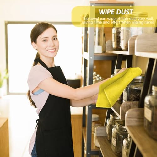 Nialnant 6 Pack Yellow Kitchen Dish Cloths, 100% Cotton Waffle Weave Dish Towels for Drying Dishes, Quick Drying Kitchen Towels, Soft Absorbent Dish Rags - 12x12 in - Image 6