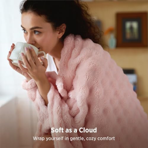 Bedsure Cloud Bubble Throw Blanket, Girls Room Decor, Pink, 50"×60" - Image 2