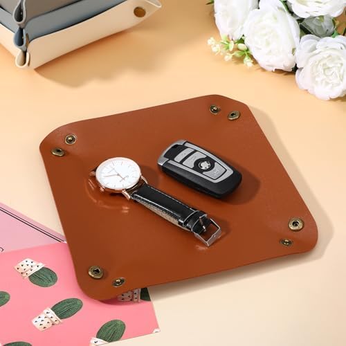 24 Pcs Leather Valet Tray, 12 Colors Portable Catchall Organizer, Jewelry Key Phone Wallet Coin Tray for Travel Entryway Desk Bedside Nightstand Storage - Image 6