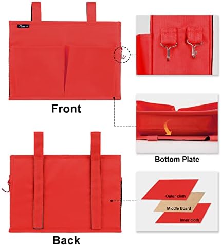 Surblue Caddy Hanging Organizer Bedside Storage Bag for Bunk and Hospital Beds, Red, Small - Image 2