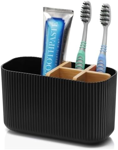 GFWARE Black Toothbrush Holder, 5 Slots Bathroom Organizers and Storage by GFWARE