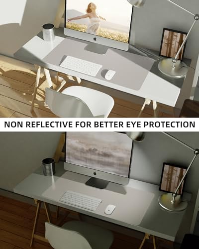 Leather Desk Pad Blotter,Mouse Pad,Office Desk Mat, Non-Slip PU Leather Desk mat,Large Desk mat,Waterproof Keyboard mat for Office/Home/Decor (Light Grye,35" x 17") - Image 6