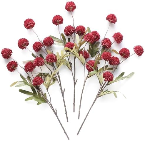 Floroom 5pcs Dark Red Faux Silk Mums Artificial Flowers, Bulk Fake Small Mini Chrysanthemums with Stems for DIY Wedding Centerpieces Floral Arrangements Vase Fillers Home Decorations by Floroom