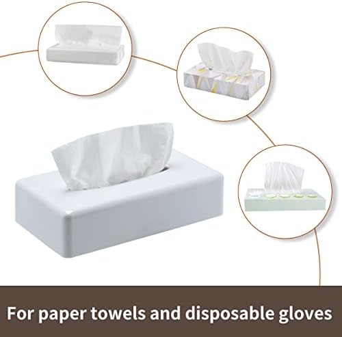 Y-in Hand Tissue Box Cover, Rectangular White Wall Mounted Facial Paper Holder Dispenser, Prefert for Storage on Bathroom Vanity, Kitchen, Night Stand, Countertops Office and Car. - Image 5