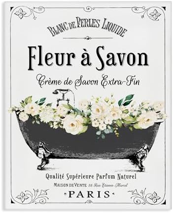 French Flower Bathtub Floral, 24 x 30 Inch Canvas Wall Art by StupellIndustries