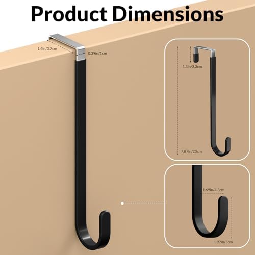 4 Pack Door Hooks for Hanging Clothes & Towels, Heavy Duty Over The Door Organizer Rack for Purses, Hats, Fits Most Standard Interior Doors (Up to 1.4") - Image 2