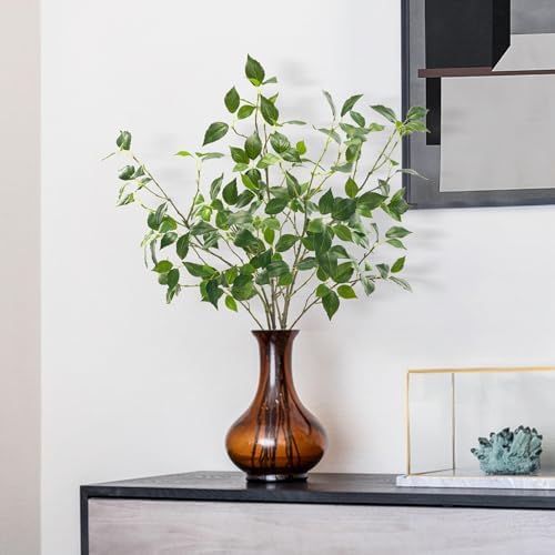 Artificial Plants Greenery Eucalyptus Stems Branches Plant for Home Decor，Faux Rustic Ficus Leaf Floral for Indoor Table Bathroom Bedroom Kitchen Decoration,Real Plastic Eucalytus Wedding Dcor（4PCS) - Image 6
