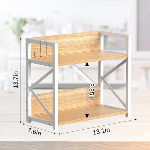 RUILALIFE Spice-Rack-Organizer-Shelf for Kitchen Counter, 2 Tiers Coffee Bar Station Organizer for Countertop，Space Saving Desk Shelving Riser Unit (Maple, Medium) - Image 5