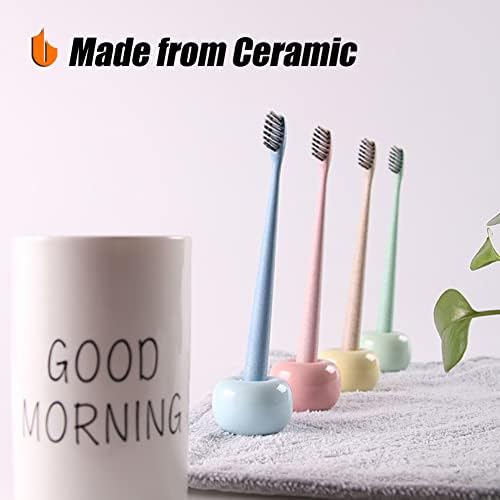 Urbanstrive Sleek Mini Ceramics Toothbrush Holder Stand for Bathroom Vanity Countertops (Green 1-Pack) - Image 4