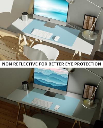AFIING Leather Desk Pad Protector,Mouse Pad,Office Desk Mat, Non-Slip PU Leather Desk Blotter,Large Desk mat,Waterproof Keyboard mat for Office/Home/Decor (Light Blue,48"" x 17"") - Image 6