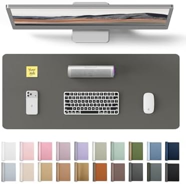 YSAGi Leather Desk Protector, Office Mat, Large Mouse Mat, Non-Slip PU Leather Blotter, Laptop Desk, Waterproof Writing Pad for Office and Home (Dark Grey, 23.6" x 13.8") by YSAGi
