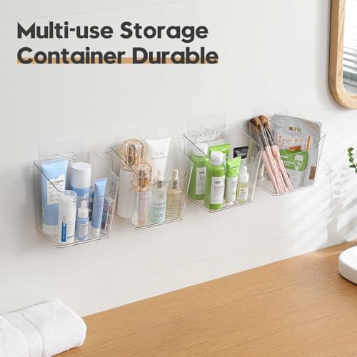 6 Pack Cabinet Door Organizer Adhesive, Compact,Clear Wall Storage Bins(L) - Image 4