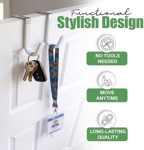 Evelots Over the Door Hooks, 4 Pack Heavy Duty Coat, Hat & Towel Hangers - Image 2