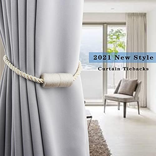 6 Pack Beige Strong Magnetic Curtain Tiebacks Outdoor Elegant Decorative Tie Backs Modern Rope Tiebacks for Drapes Window Curtain Holdbacks for Draperies - Image 6