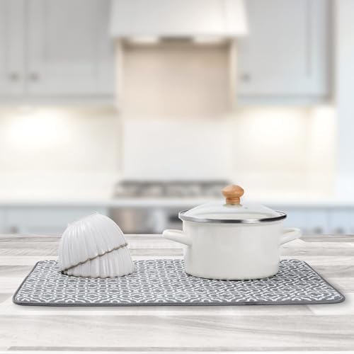 Dish Drying Mat for Kitchen Counter,Machine Washable Matt(Grey) - Image 5