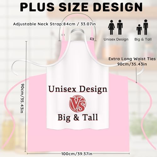 2 Pack Plus Size Waterproof Cooking Chef Apron with 2 Pockets for Men Women - Image 3