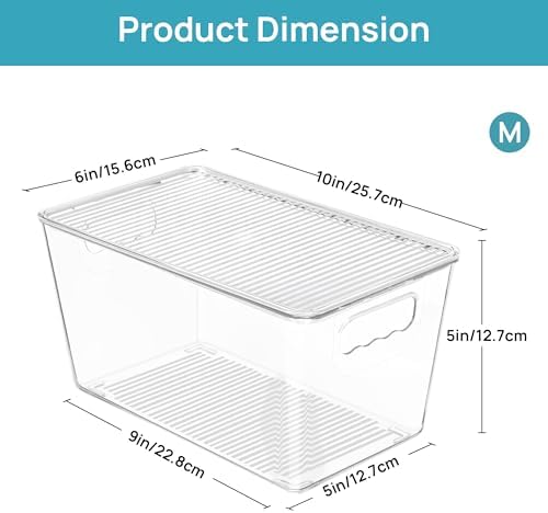 Vtopmart 6 Pack Clear Stackable Storage Bins with Lids and Handles, Medium - Image 2