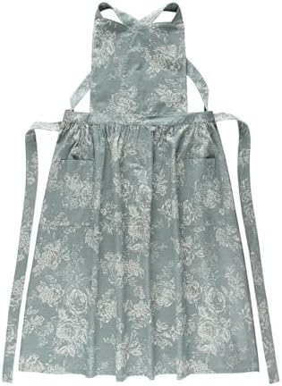 Adult Kitchen Apron Floral Cotton Waterproof Adjustable Apron Cooking Baking Garden Chef Apron with Pocket by Unknown