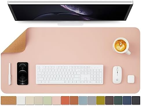 Cork Desk Mat - Dual-Sided Desk Pad for Office and Home - Desk Organization and Accessories - Ideal for Large Mouse Pad and Desk Mats on Top of Desks(Pink,36"x 17") by HOMIEAZICOZI