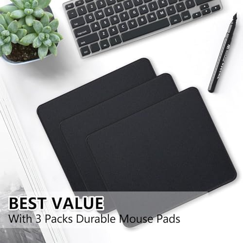 3 Pack Standard Mouse Pad with Stitched Edges, 10.3 x 8.3 in Black - Image 7