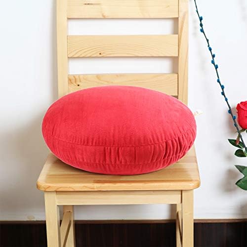 Round Throw Pillow 16x16 for Kids Down-Like Polyester Filling Super Soft Floor Pillow Ultra Fluffy Feather-Like Touching Decorative Circle Cushion for Couch Bed Sofa, Bright Red, 1 Piece - Image 3