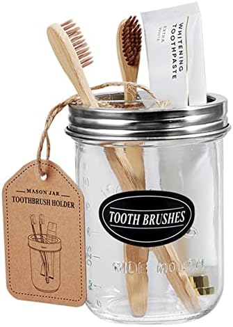 Mason Jar Toothbrush Holder, 16 Ounce Ball Mason Jar, Brushed Nickel - Image 2