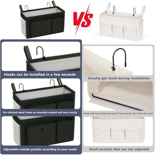 Bedside Caddy Bedside Storage Hanging Organizer for Bunk Dorm Bed Rail - Image 3
