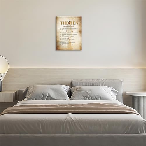 The Ten Commandments Christian Pictures Wall Art, Bible Verse Jesus Bathroom Wall Decor Religion Scripture Framed Painting Religious Canvas Artwork for Church Bedroom Living Room 16" L x 12" W - Image 7