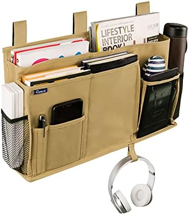 Surblue Bedside Caddy Hanging Bed Organizer Storage Bag Pocket for Bunk and Hospital Beds, College Dorm Rooms Baby Bed Rails,Camp 8 Pockets (Khaki) - Image 2