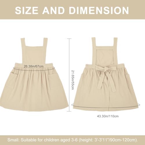 Surblue Kids Retro Aprons Pinafore Apron for Girls Boys Cotton Linen Aprons for Children - Image 4