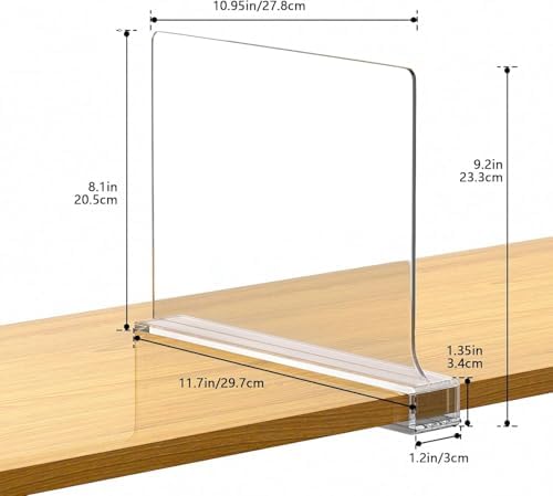 16 PCS Shelf Dividers for Closet Organization Acrylic Clear Closet Shelf Divider for Wooden Shelving Suitable for Wooden or Vertical Shelves Or Bedroom, Kitchen and Office - Image 2