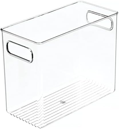 mDesign Plastic Modern Kitchen, Pantry Food Storage Container Bin w/ Handles - Cabinet, Fridge/Freezer, Countertop Organizer - Snacks/Drink/Appliances; Ligne Collection, Clear, 10x5x8 (Pack of 1) - Image 4