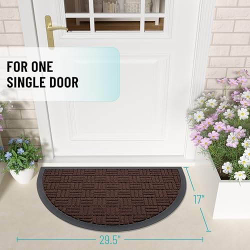 OLANLY Half-Circle Front Door Mat 29.5x17, Heavy-Duty Rubber Doormat - Image 2
