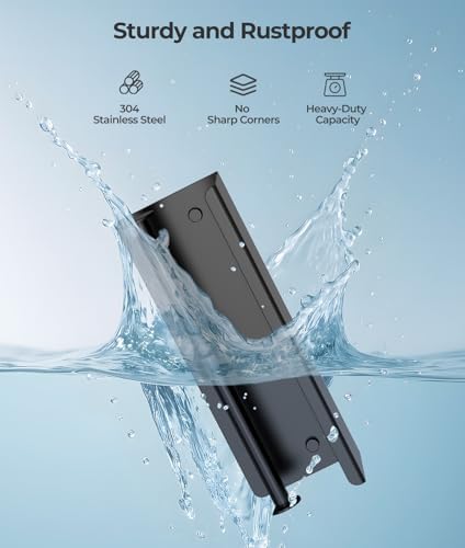 Double Toilet Paper Holder with Shelf, Wall Mount Tissue Roll Holder for Bathroom, 304 Stainless Steel Commercial Toilet Paper Dispenser with Phone Shelf, Matte Black - Image 3