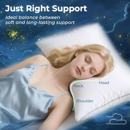Sasttie Queen Size Pillow, Hotel Collection Single Bed Pillow for Side, Back, and Stomach Sleepers - Down Alternative Plump Filling - White, Set of 1, Queen, 20x30 Inches - Image 3