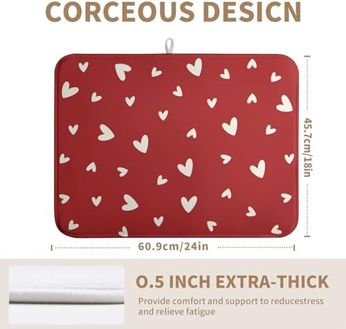 Valentine's Day Love Heart Dish Drying Mat for Kitchen Counter 18x24 Inch Valentine Theme Dish Mats Absorbent Microfiber Dish Draining Mat Reusable Washable Dish Drainer Rack Pad - Image 2