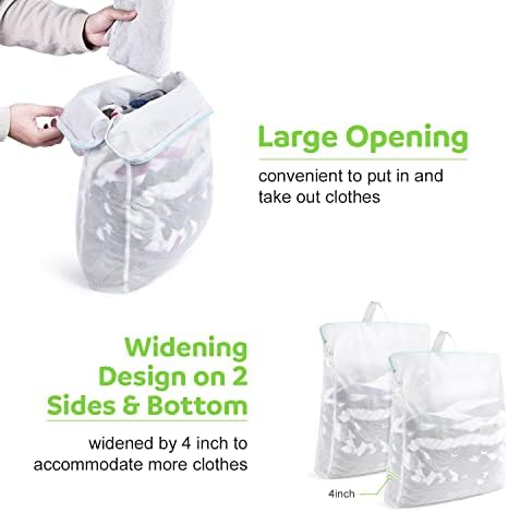 OTraki 2 Pack Large Mesh Laundry Bag with Handles 16x20 inch, White - Image 3